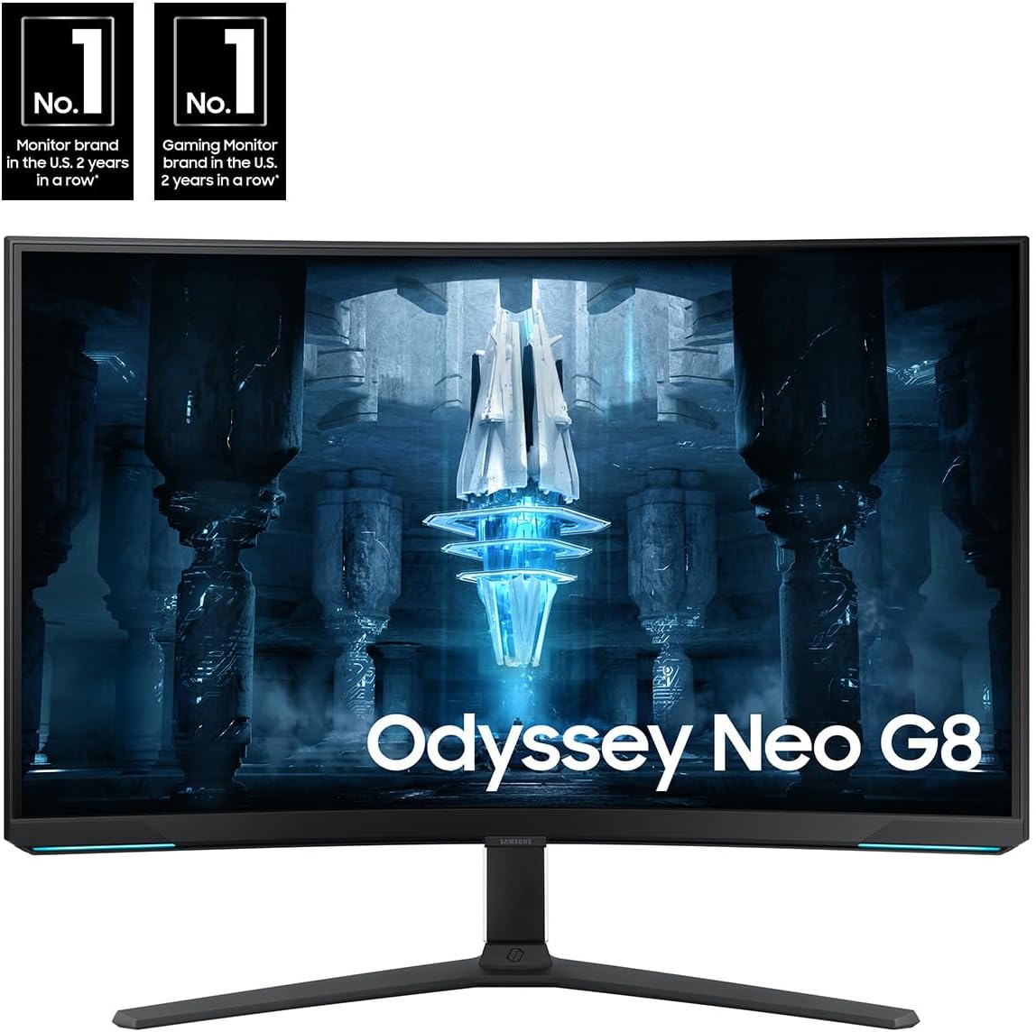 (Pre-Owned) SAMSUNG 32" Odyssey Neo G8 4K UHD 240Hz 1ms G-Sync 1000R Curved Gaming Monitor, Quantum HDR2000, AMD FreeSync Premium Pro, Matte Display, Ultrawide Game View, DisplayPort, Black & White, 2022