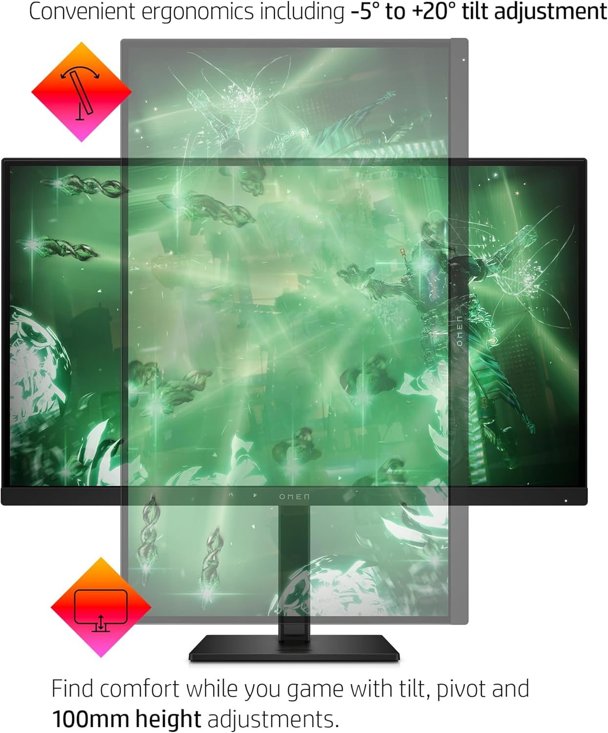 (Pre-Owned) HP OMEN 27q QHD 165Hz Gaming Monitor, QHD Display (2560 x 1440), IPS Panel, 99% sRGB, 95% DCI-P3, 16:9, AMD FreeSync Premium Technology, 27q (2023),Black