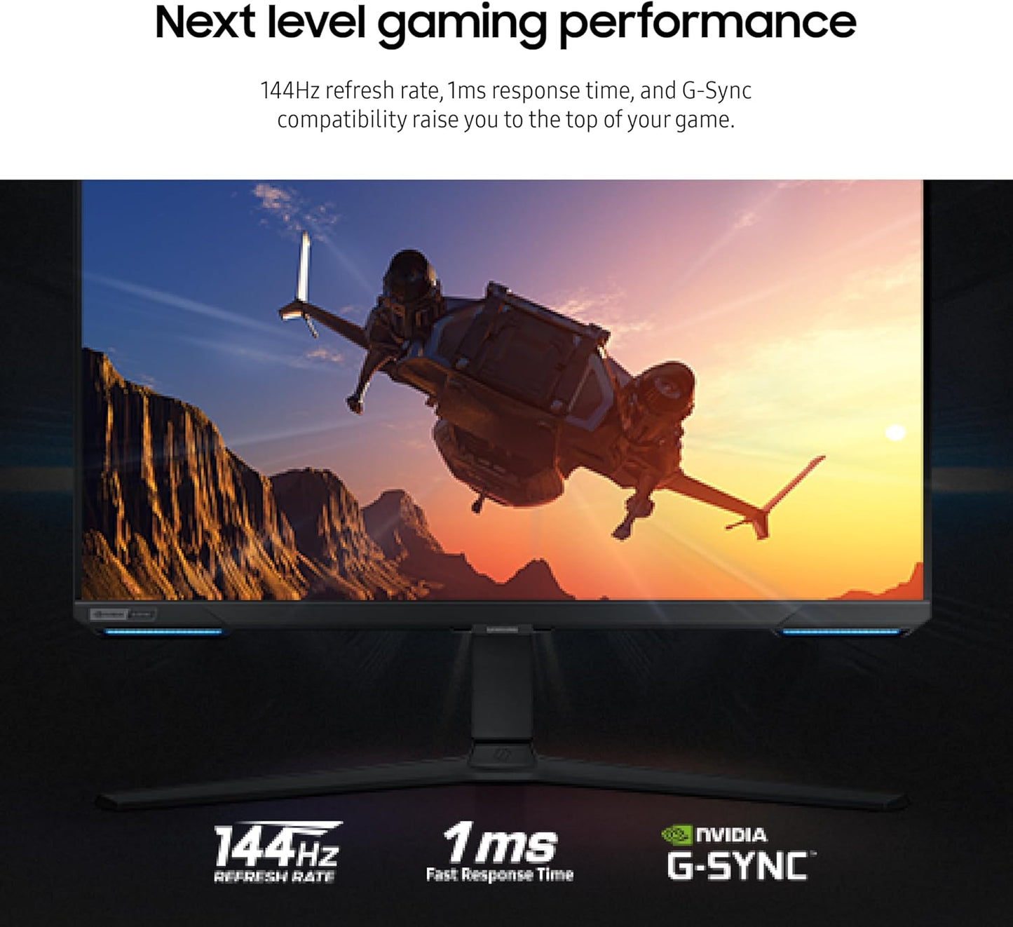 (Pre-Owned) SAMSUNG 28” Odyssey G70B Series 4K UHD Gaming Monitor, IPS Panel, 144Hz, 1ms, HDR 400, G-Sync and FreeSync Premium Pro Compatible, Ultrawide Game View, LS28BG702ENXGO, Black