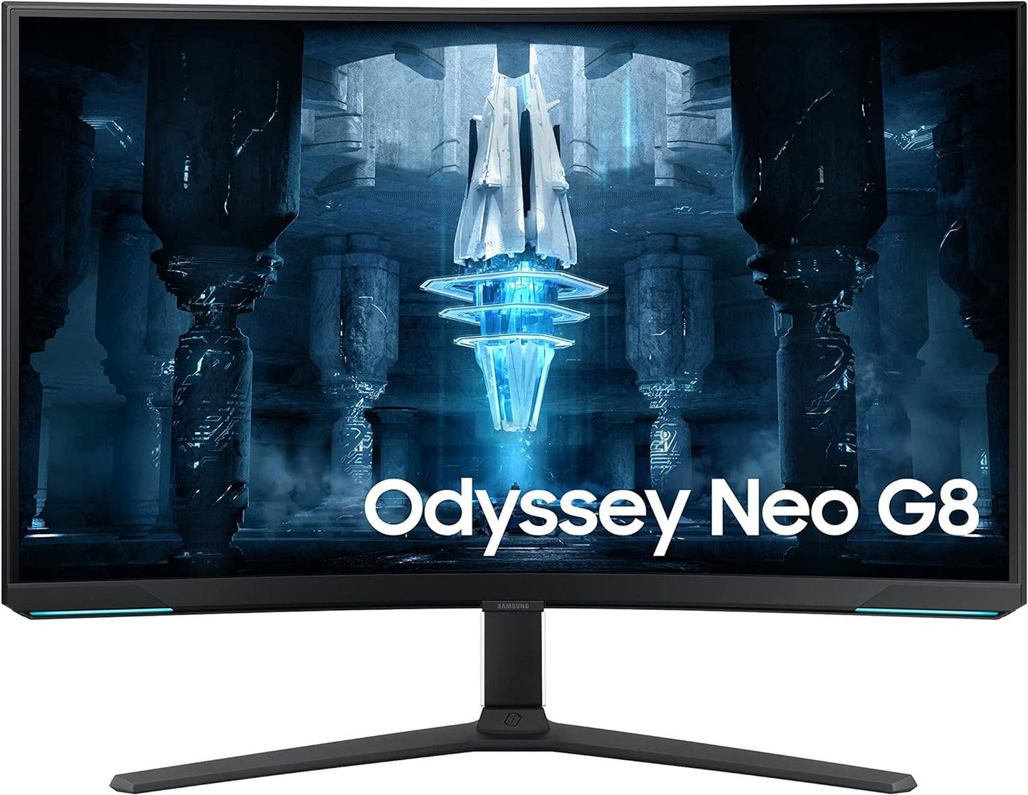 (Pre-Owned) SAMSUNG 32" Odyssey Neo G8 4K UHD 240Hz 1ms G-Sync 1000R Curved Gaming Monitor, Quantum HDR2000, AMD FreeSync Premium Pro, Matte Display, Ultrawide Game View, DisplayPort, Black & White, 2022