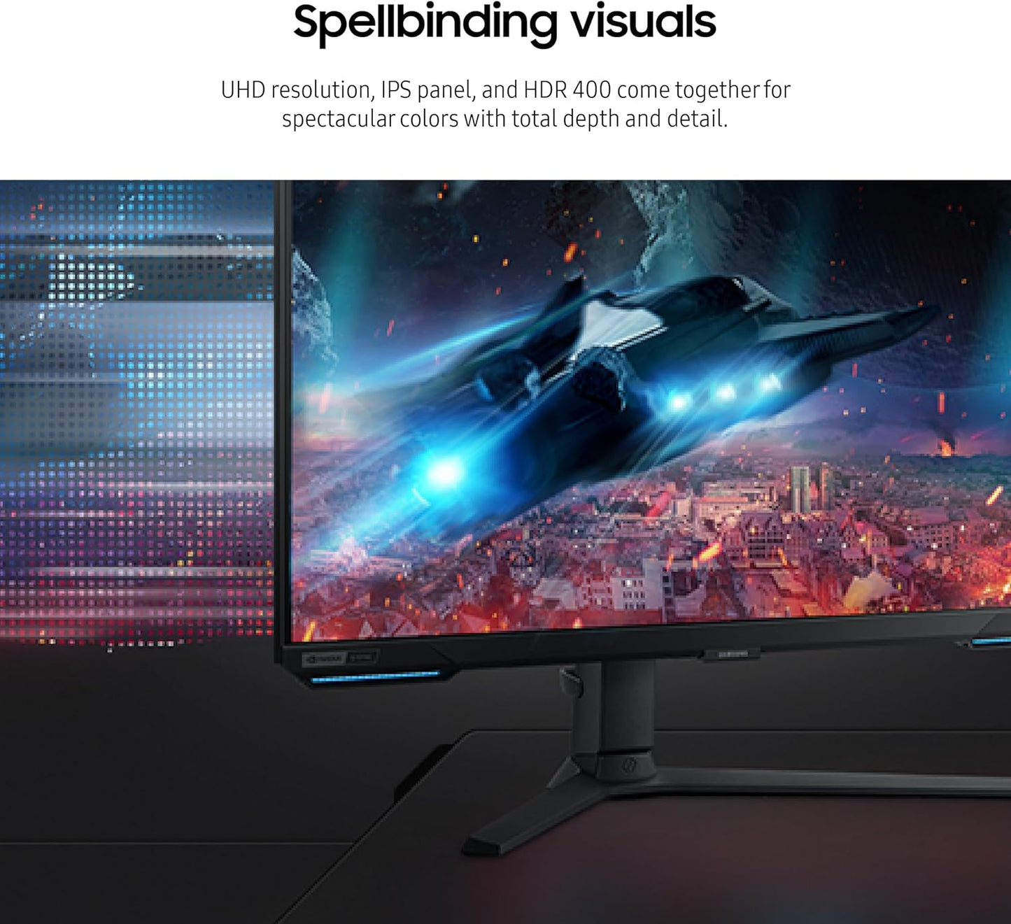 (Pre-Owned) SAMSUNG 28” Odyssey G70B Series 4K UHD Gaming Monitor, IPS Panel, 144Hz, 1ms, HDR 400, G-Sync and FreeSync Premium Pro Compatible, Ultrawide Game View, LS28BG702ENXGO, Black