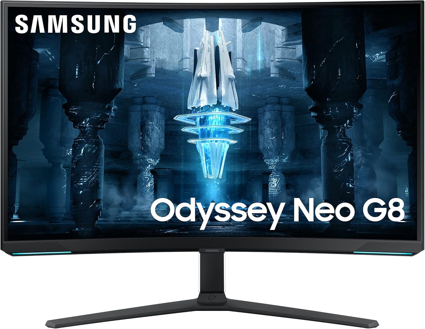 (Pre-Owned) SAMSUNG 32" Odyssey Neo G8 4K UHD 240Hz 1ms G-Sync 1000R Curved Gaming Monitor, Quantum HDR2000, AMD FreeSync Premium Pro, Matte Display, Ultrawide Game View, DisplayPort, Black & White, 2022