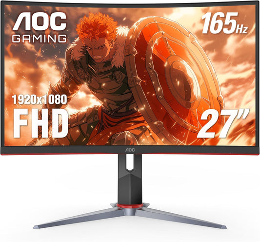 (Pre-Owned) AOC - G2 Series C27G2 27" LED Curved FHD AMD FreeSync Monitor (DisplayPort, HDMI, VGA) - Black/Red